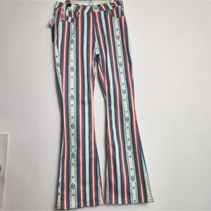 NWT Rock & Roll Denim x Hooey Baby Flare Jeans 28x34 Serape Western Stretch NEW